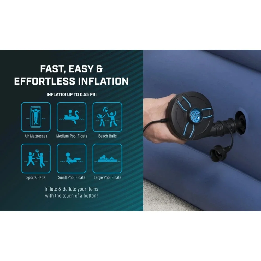 Bestway‎ PowerTouch AC Electric Air Pump 110-120V Powerful 3 Valve Adaptors NEW